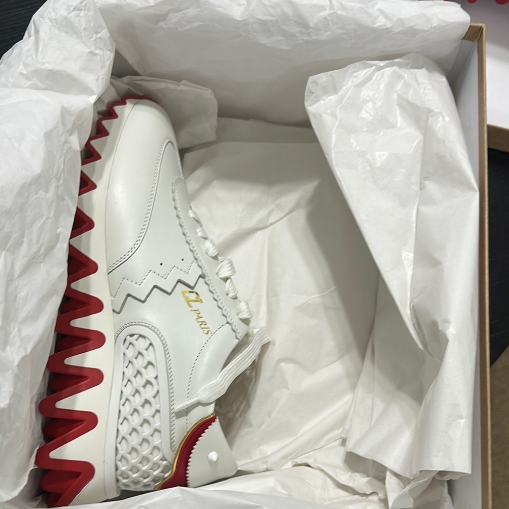 Christian Louboutin White and Red Sneakers